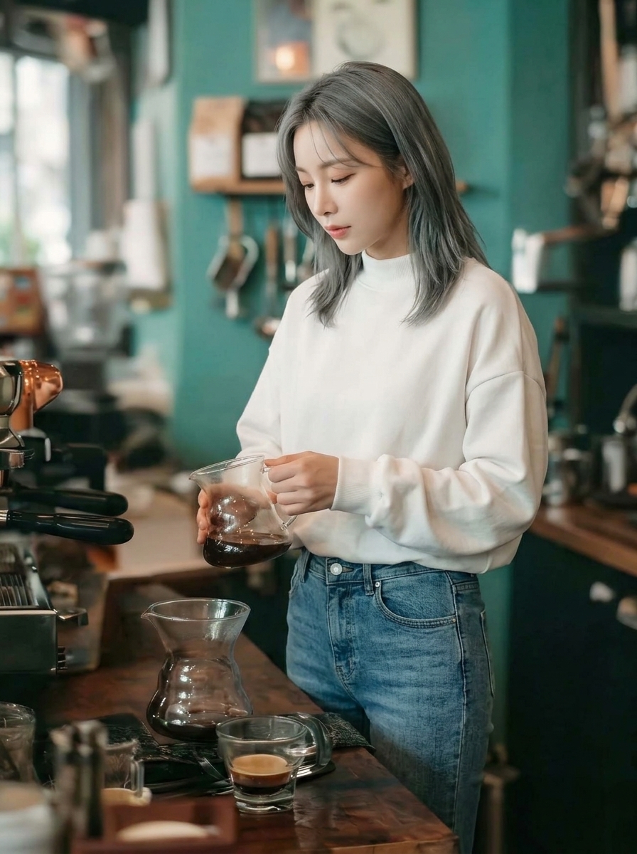 모크넥 기모 맨투맨 여성 오버핏 루즈핏 가을 겨울 이미지 2