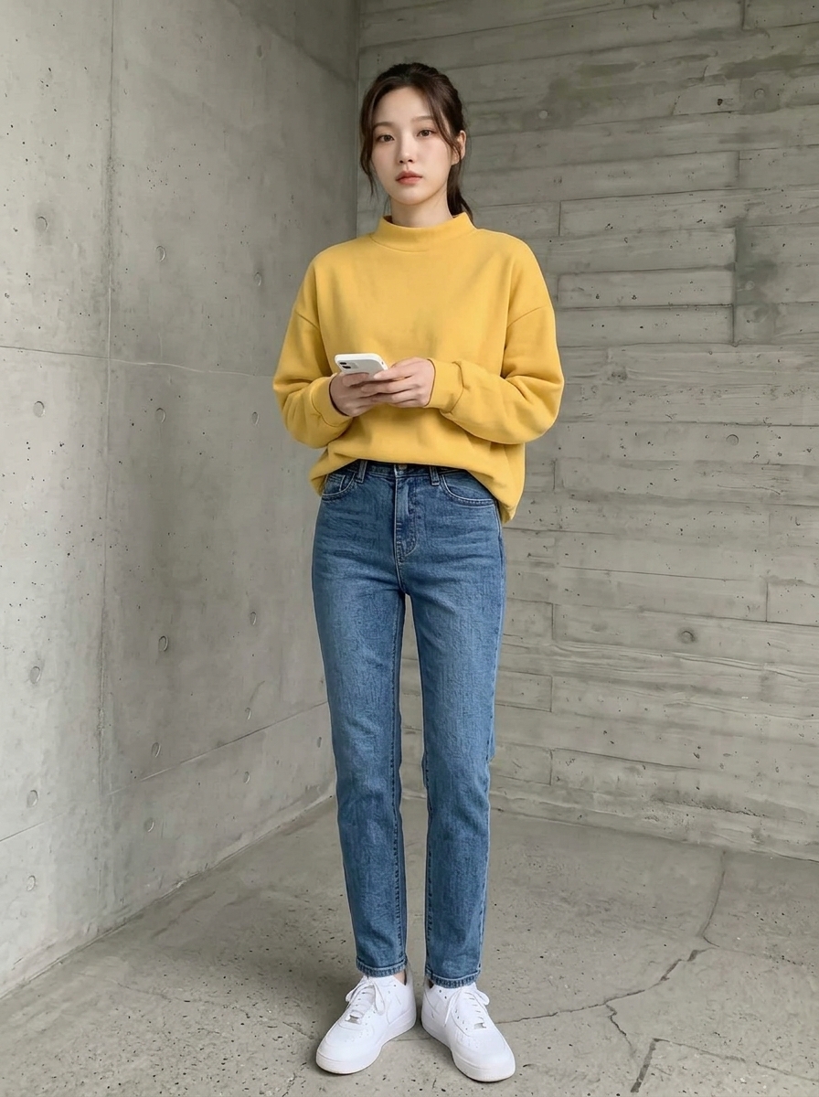 모크넥 기모 맨투맨 여성 오버핏 루즈핏 가을 겨울 이미지 5