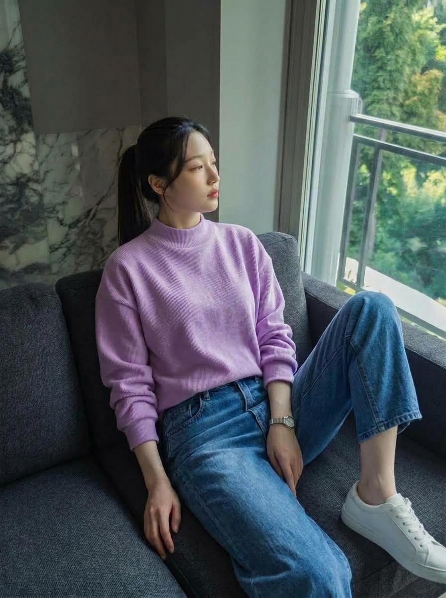 모크넥 기모 맨투맨 여성 오버핏 루즈핏 가을 겨울