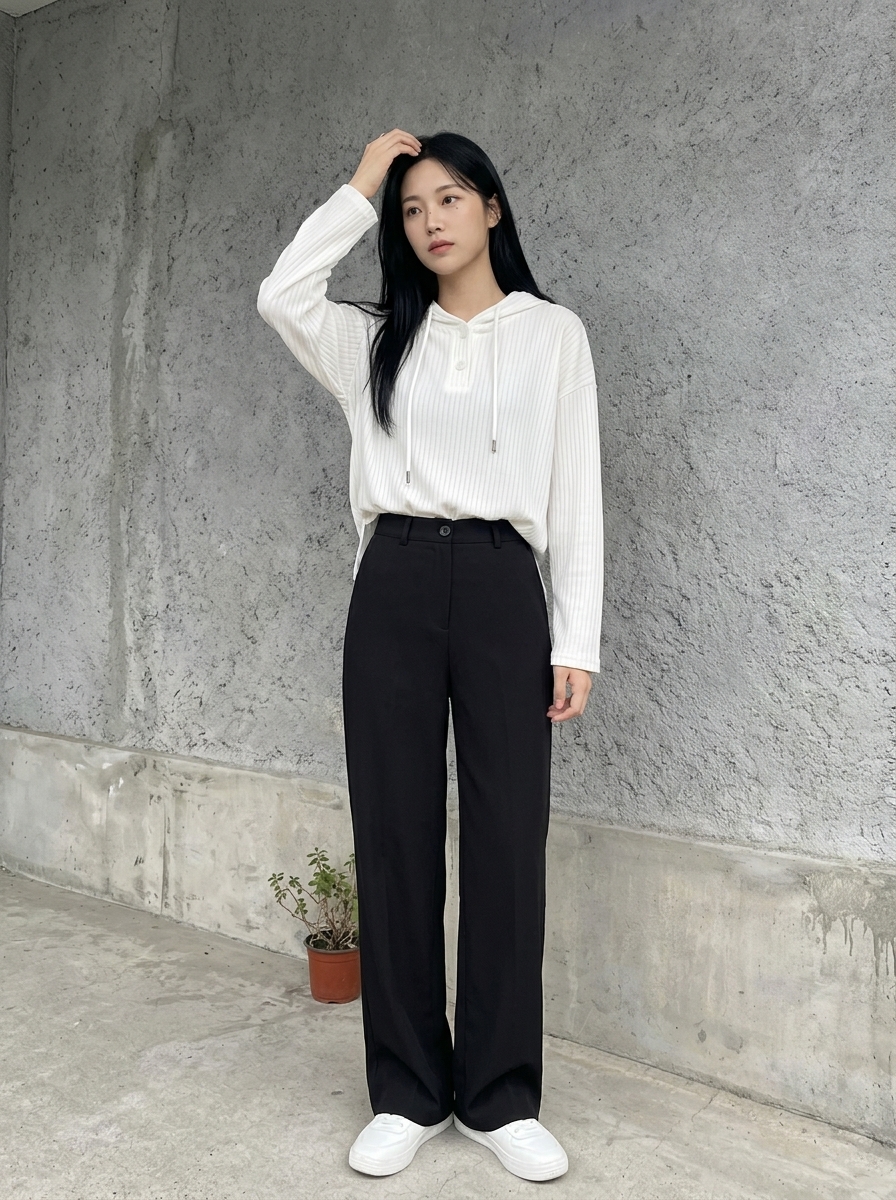 하이웨이스트 와이드 스트레이트 슬랙스 여성 봄가을