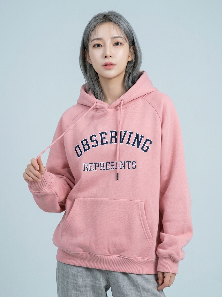 오버핏 레터링 자수 후드 스웨트셔츠 여성 캐주얼 루즈핏 이미지 6