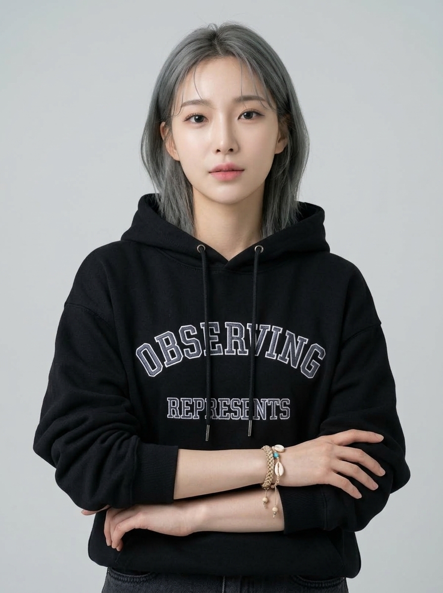 오버핏 레터링 자수 후드 스웨트셔츠 여성 캐주얼 루즈핏 이미지 3