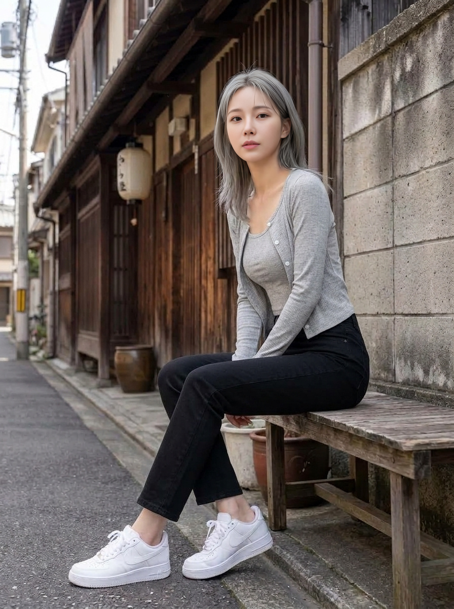 골지 슬림핏 긴팔 가디건 여성 U넥 단추 여밈